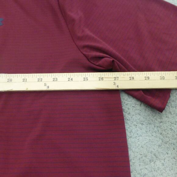 Under Armour Shirt Mens 3XLT Performance Polo Maroon Striped Golf Stretch - Picture 7 of 10